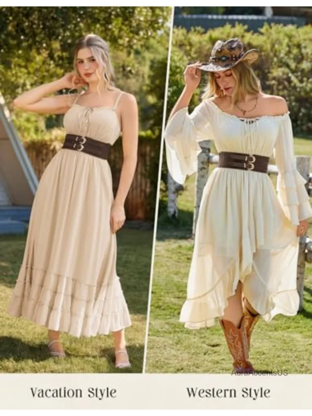 Wide Elastic Corset Belt with Double Gold Buckles - Faux Leather Stretchy Waist
